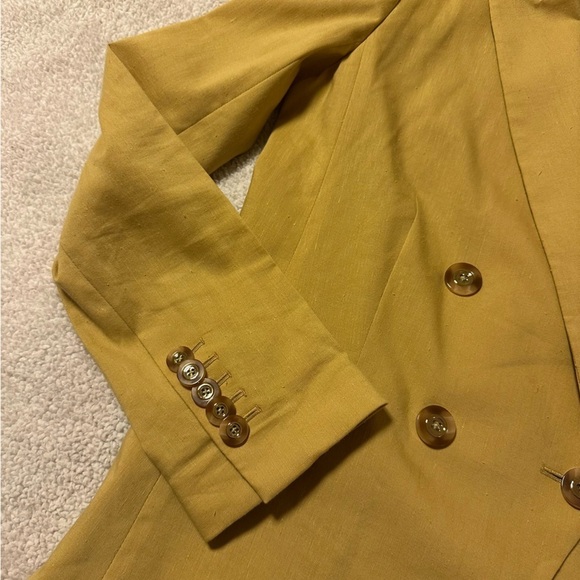 Veronica Beard Nisha Double Breasted Blazer Vintage Yellow Linen Jacket - Picture 9 of 16